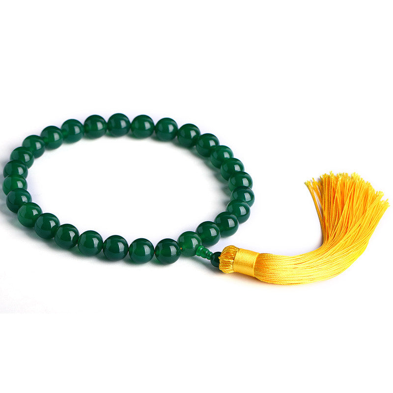 Buddha Stones Natural Green Agate Wrist Mala Power Tassels Pocket Mala Car Decoration - image 10
