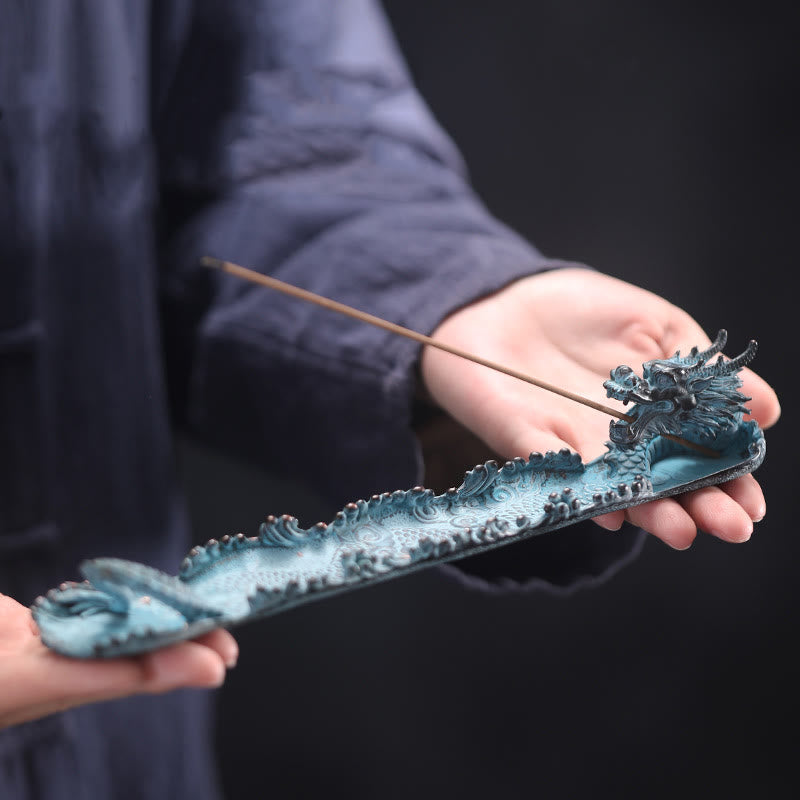 Buddha Stones Auspicious Dragon Strength Alloy Incense Burner Decoration - image 1