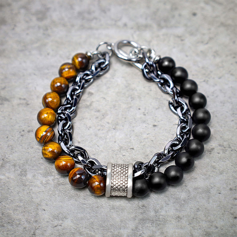 Buddha Stones Natural Tiger Eye Lazurite Protection Bracelet - image 1