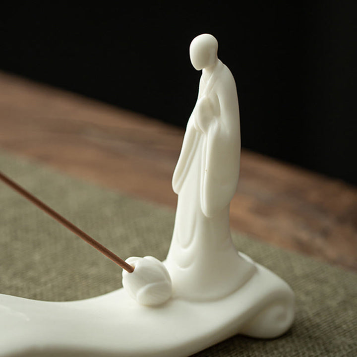 Buddha Monk Ceramic Sea Wave Mountain Blessing Incense Burner Decoration - image 12