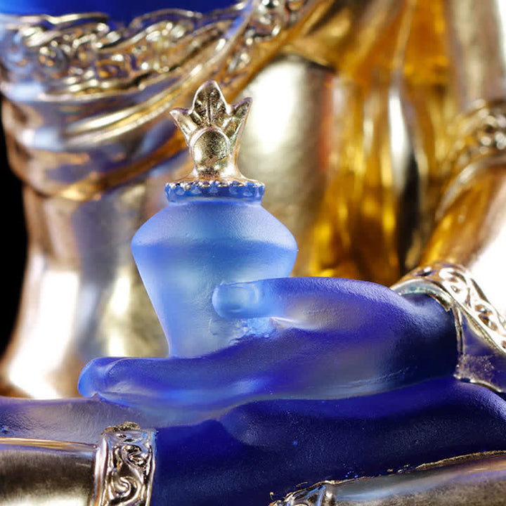 Buddha Stones Medicine Buddha Handmade Liuli Crystal Art Piece Compassion Statue Home Office Offering Decoration - image 19