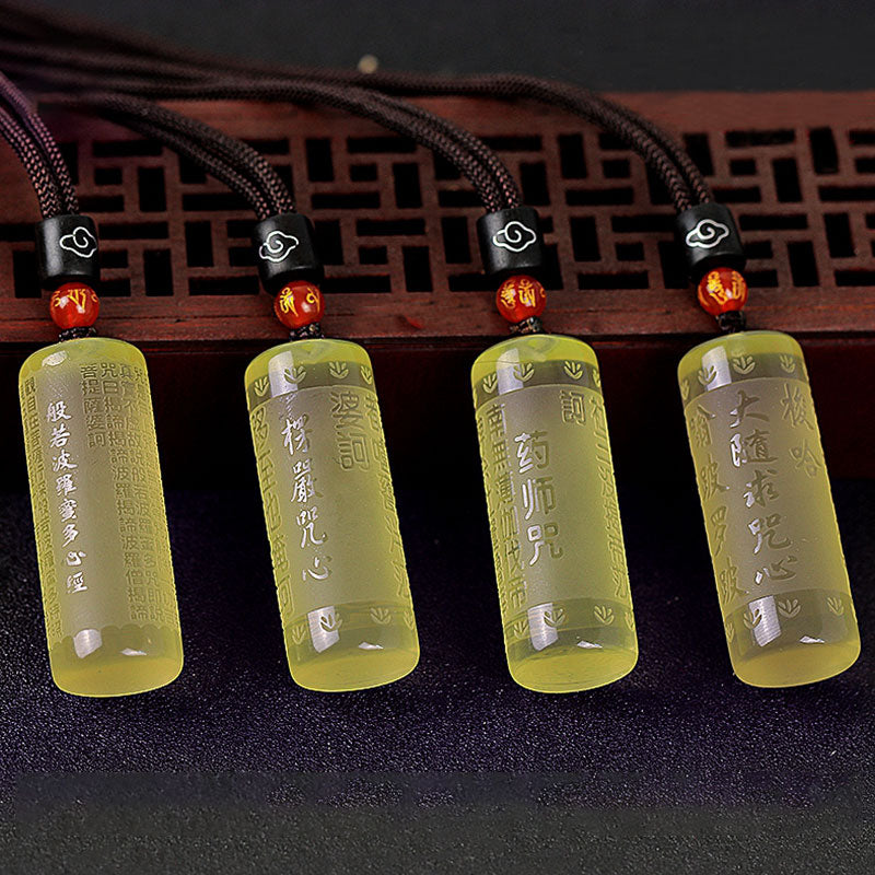 Heart Sutra Citrine Happiness Strength Necklace Pendant - image 1