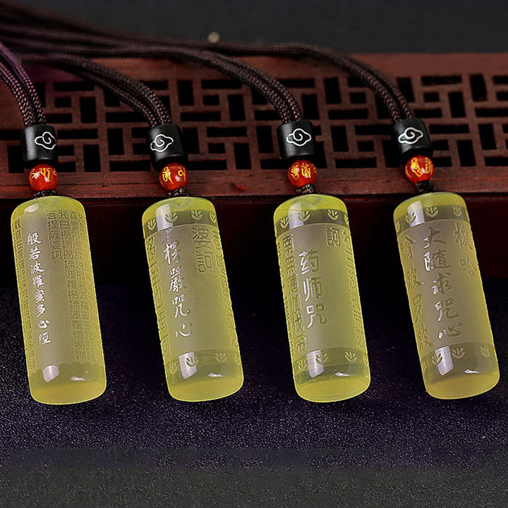 Heart Sutra Citrine Happiness Strength Necklace Pendant - image 1