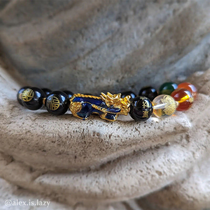 Buddha Stones Color-Changing Pixiu Obsidian Luck Bracelet - image 3