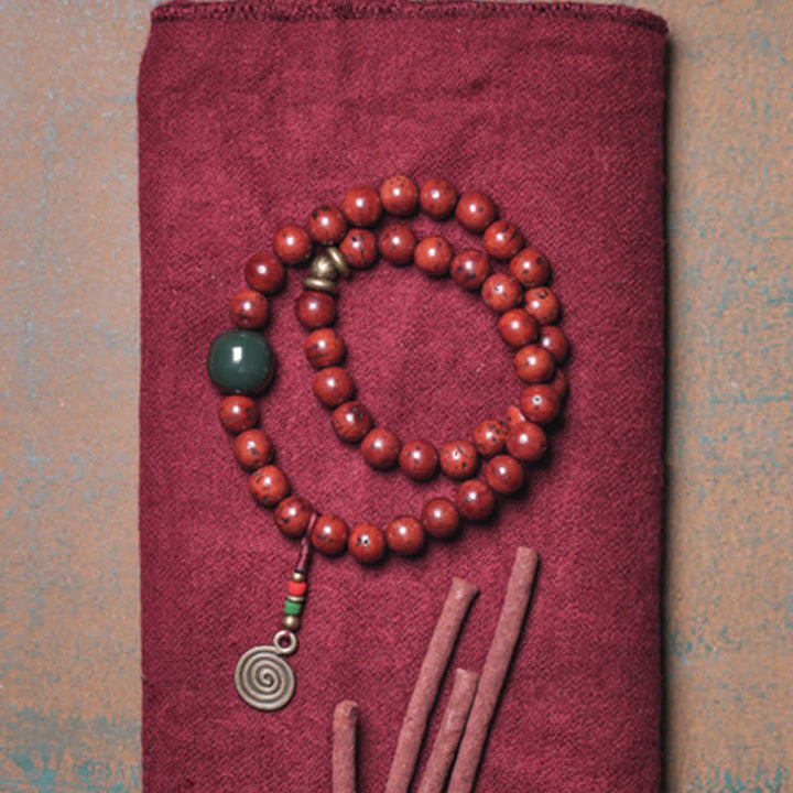 Buddha Stones Bodhi Seed Cyan Jade Copper Peace Luck Bracelet - image 5