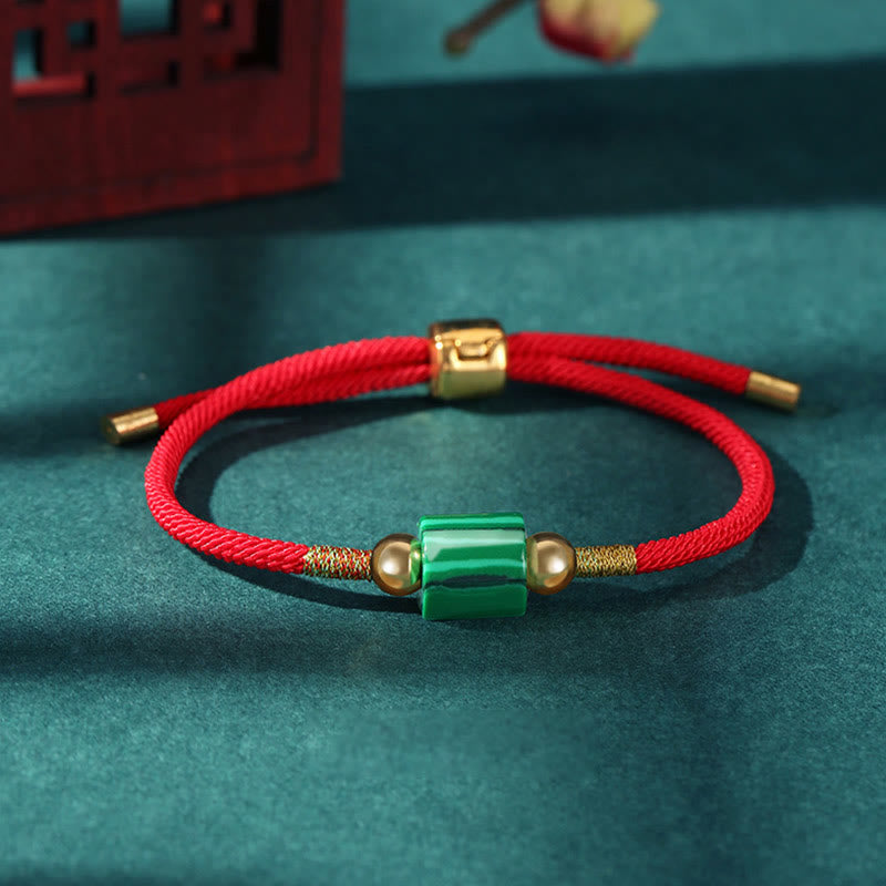 Buddha Stones Tibet Handmade Green Aventurine Red Stone Malachite Luck Protection Braided Rope Bracelet - Malachite - Red(Wrist Circumference 14-20cm) - image 16