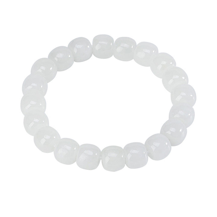 Buddha Stones Hetian White Jade Happiness Blessing Bracelet - image 7