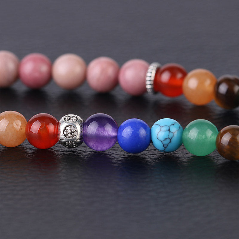 Buddha Stones 108 Mala Beads Rhodonite Blue Crystal Lazulite Healing Bracelet - image 4