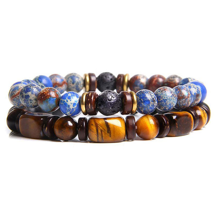 Buddha Stones 2PCS Healing Crystal Emperor Stone Tiger Eye Bead Bracelet - Emperor Stone - image 0