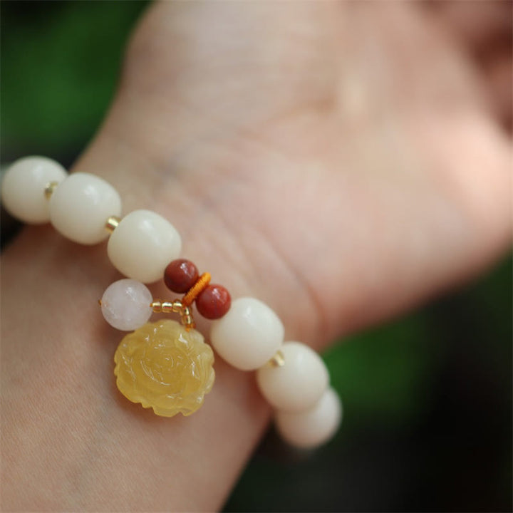 Buddha Stones Gradient Bodhi Seed Amber Lotus Peace Bracelet - image 3