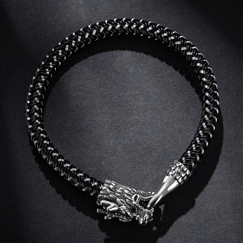 Buddha Stones Dragon Titanium Steel Protection Luck Bracelet - image 6