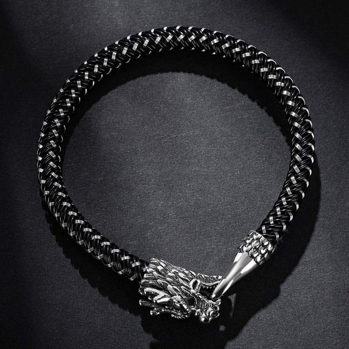 Buddha Stones Dragon Titanium Steel Protection Luck Bracelet - image 6