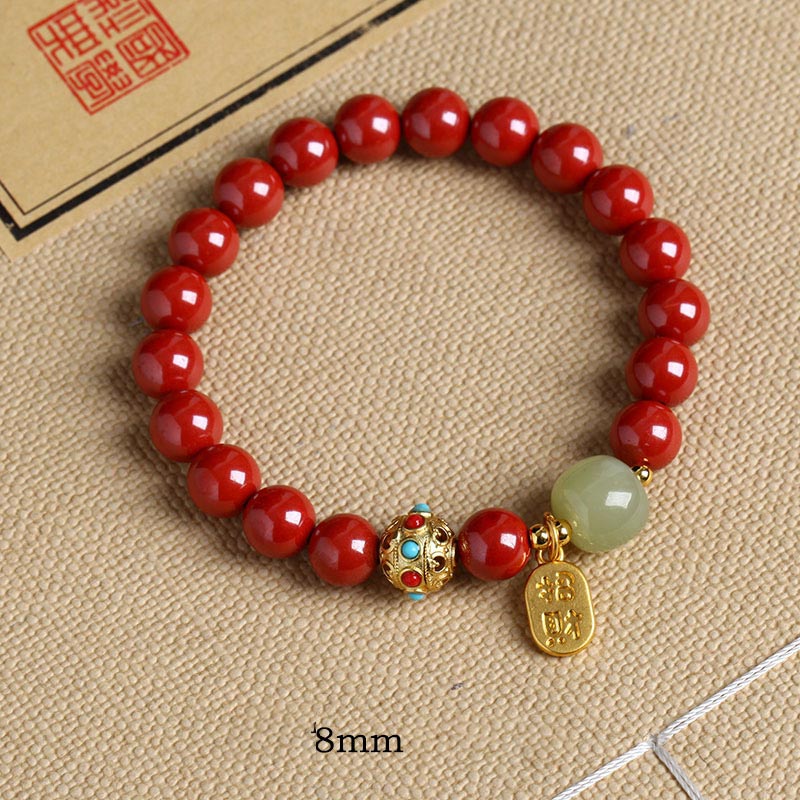 Buddha Stones Cinnabar Green Aventurine Fortune Protection Charm Bracelet - Emperor Sand - 8mm - image 12