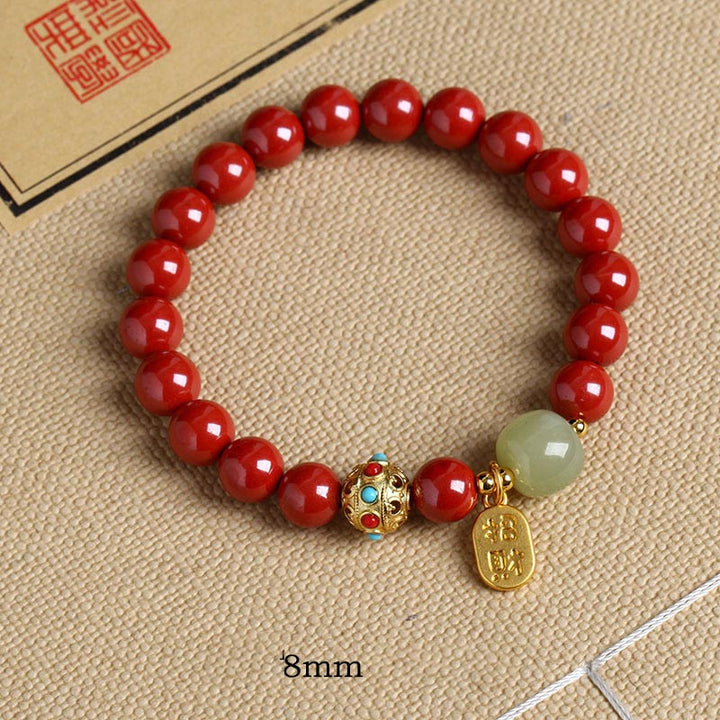 Buddha Stones Cinnabar Green Aventurine Fortune Protection Charm Bracelet - Emperor Sand - 8mm - image 12
