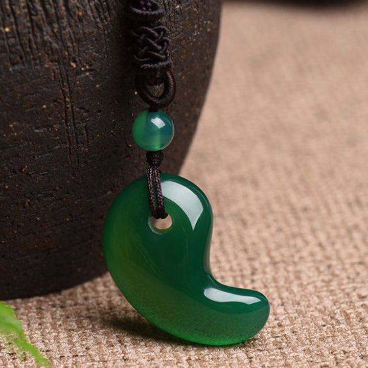 Buddha Stones Red Agate Green Agate Moon Pattern Confidence Calm Necklace - image 7