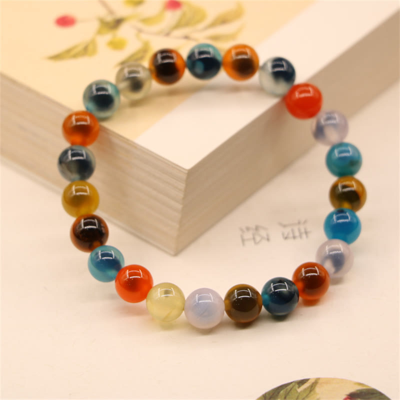 Buddha Stones Colorful Candy Agate Healing Strength Bead Bracelet - image 4