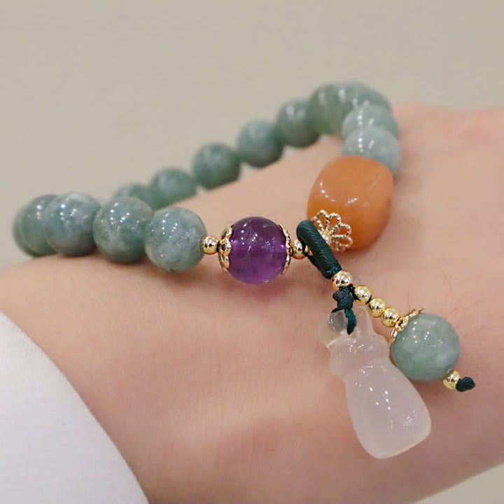 Buddha Stones Cyan Jade Lotus Pumpkin Wish Peace Buckle Amethyst Crystal Healing Bracelet - image 10