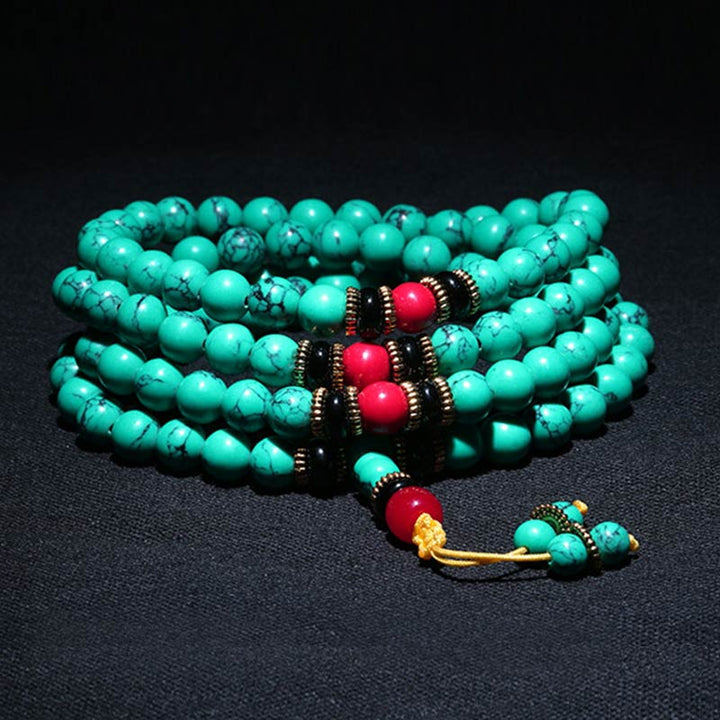 Buddha Stones Tibetan Turquoise Healing Mala Bracelet - image 5