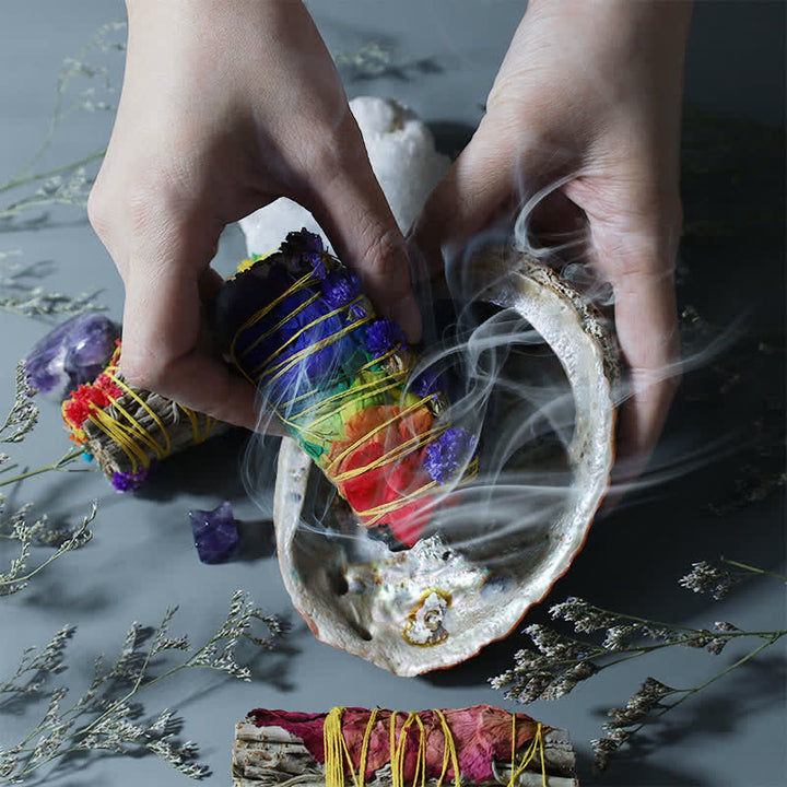 Buddha Stones Colorful Daisy Red Rose Flowers Smudge Stick for Home Cleansing Incense Healing Meditation Smudge Sticks Rituals Set - image 1