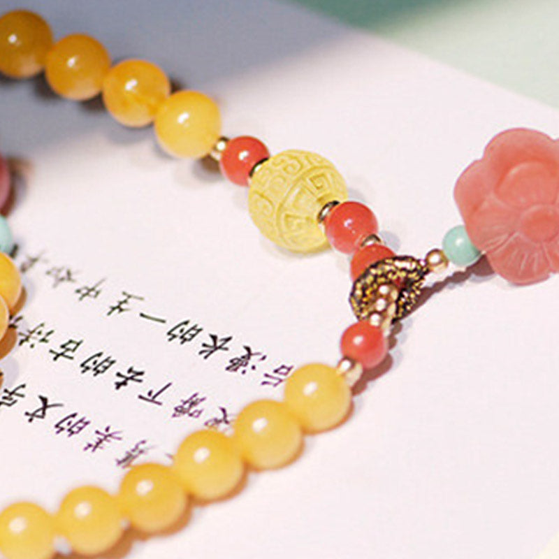 Amber Healing Balance Necklace Flower Charm Bracelet - image 7