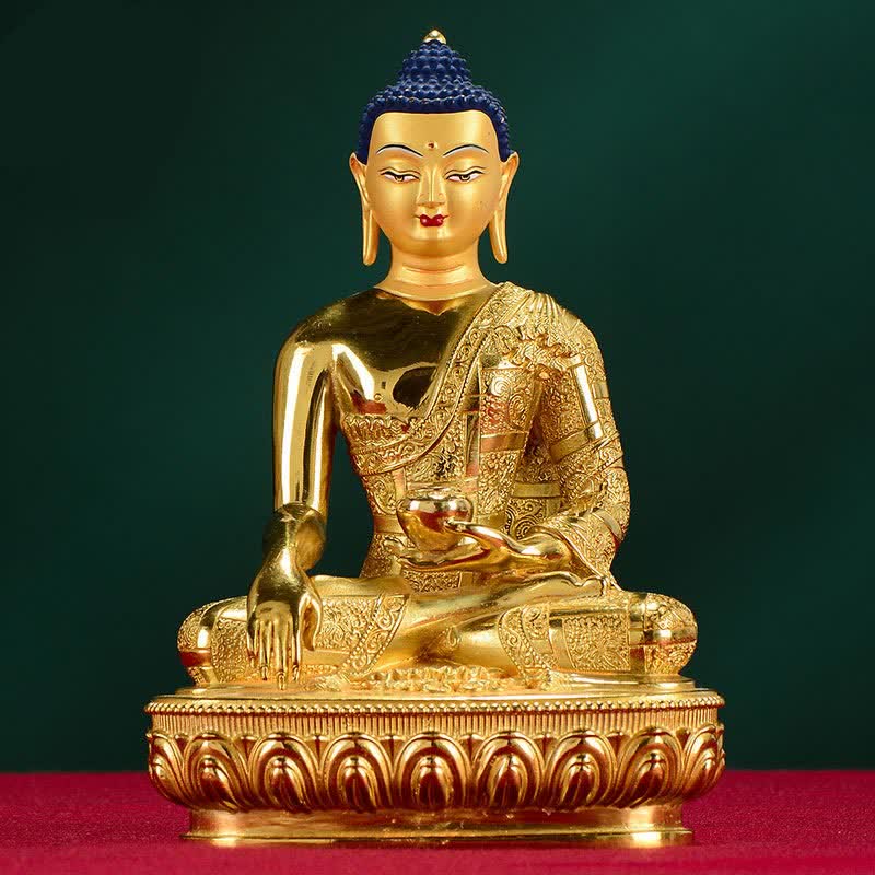 Buddha Stones Buddha Shakyamuni Figurine Enlightenment Copper Statue Home Offering Decoration - 16.5*11*6.5cm - image 0