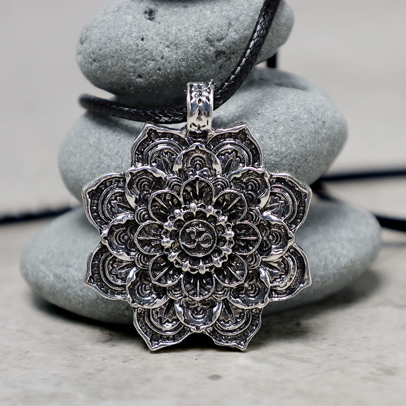 Buddha Stones Tibetan Lotus Blessing Necklace Pendant - image 1