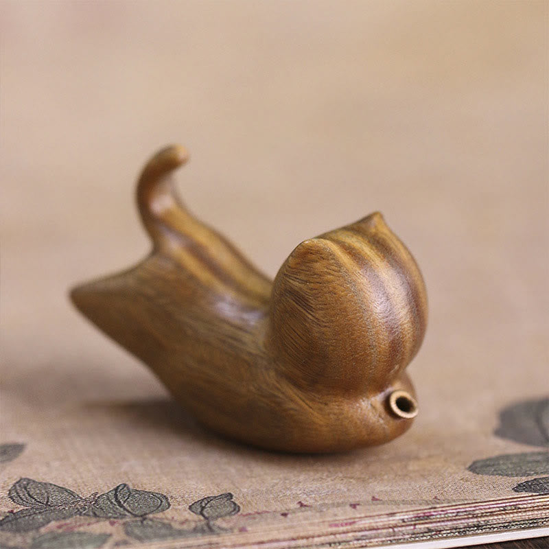Buddha Stones Green Sandalwood Cute Cat Pattern Soothing Stick Incense Burner Decoration - image 1