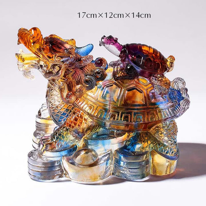 Buddha Stones Feng Shui Dragon Turtles Handmade Liuli Crystal Art Piece Protection Home Office Decoration - image 3