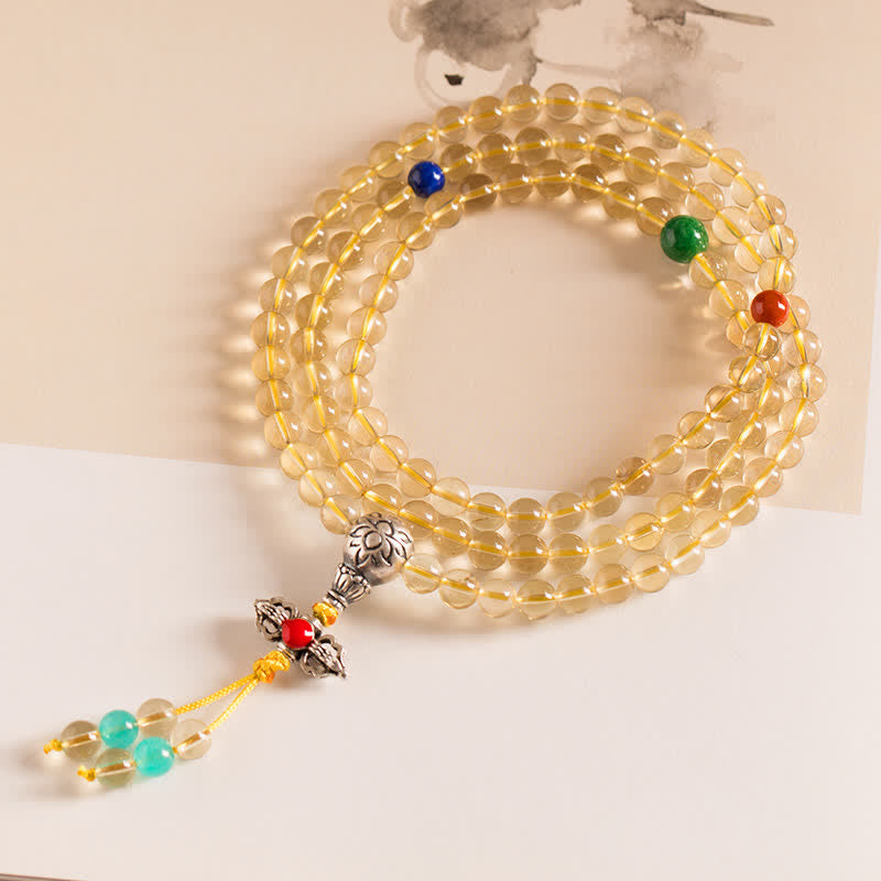 925 Sterling Silver 108 Mala Beads Natural Citrine Red Agate Amber Pleasure Charm Bracelet - Citrine&925 Sterling Silver - 8mm - image 15