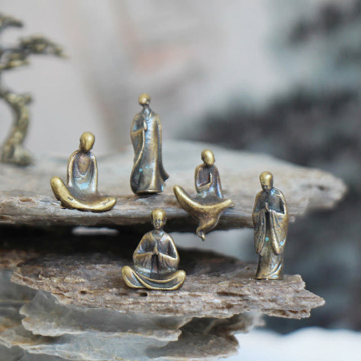 Buddha Stones Mini Meditation Buddha Metal Monk Serenity Home Decoration - image 3