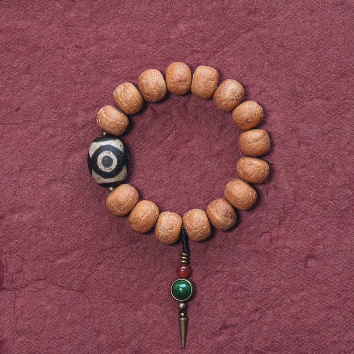 Buddha Stones Tibet Bodhi Seed Dzi Bead Peace Charm Wrist Mala Bracelet - 18cm - image 0