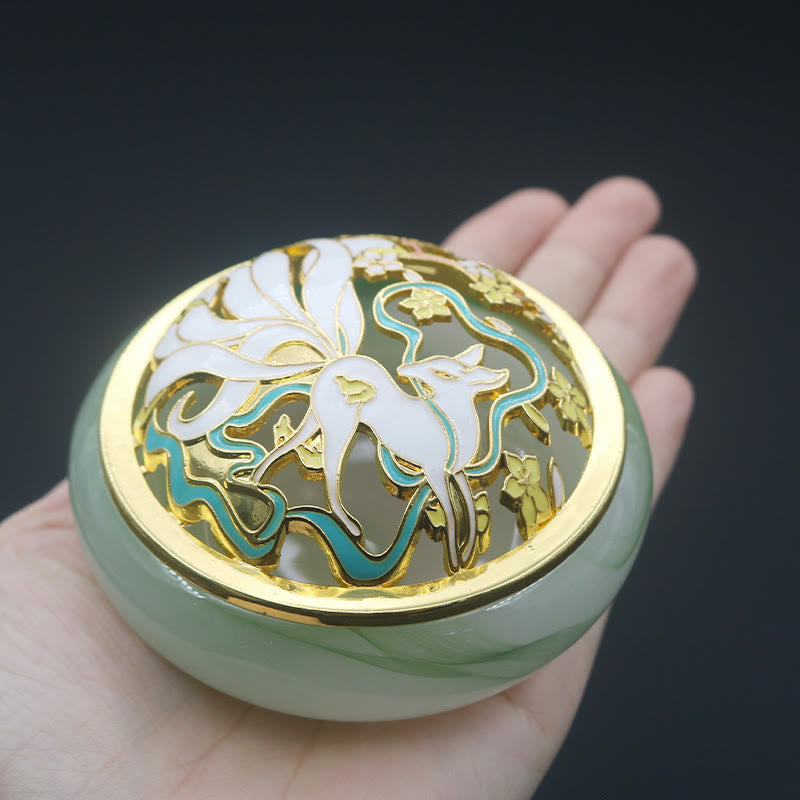 Buddha Stones Nine Tailed Fox Liuli Crystal Healing Meditation Incense Burner - image 9