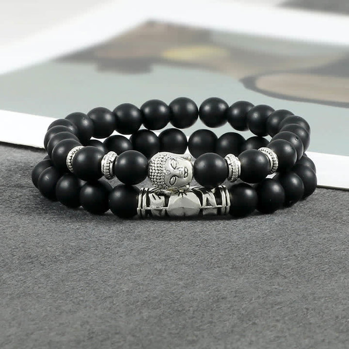 Buddha Stones 2Pcs Natural Crystal Agate Buddha Protection Bracelet - image 4
