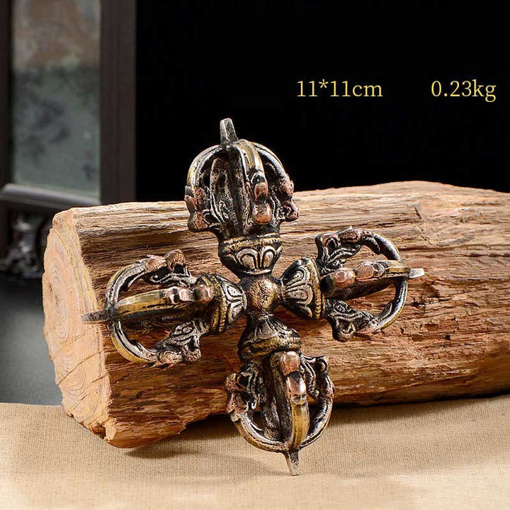 Tibetan Handmade 5 Prong Double Dorje Copper Iron Thunderbolt Strength Vajra - image 11