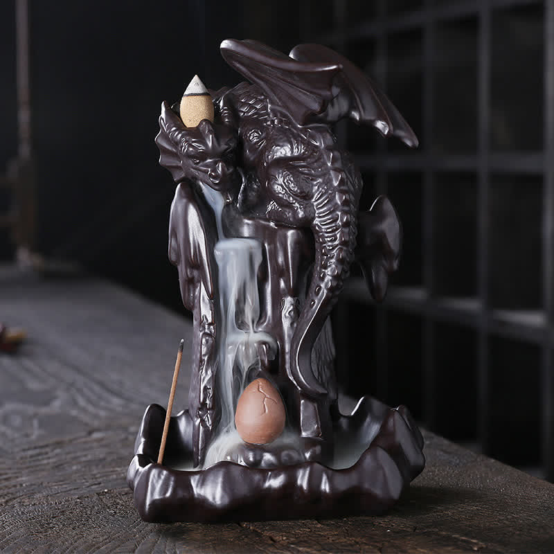 Nordic Dragon Ceramic Backflow Smoke Fountain Meditation Healing Incense Burner Led Ball Decoration - Dragon - image 11