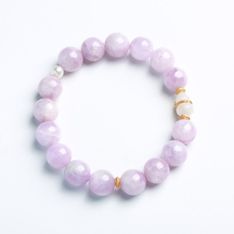 Buddha Stones Kunzite Hetian White Jade Gourd Love Spiritual Growth Bracelet - Kunzite (Love ♥ Positive) - image 0