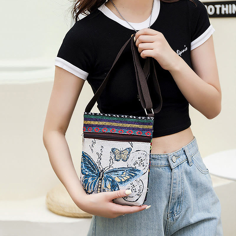 Buddha Stones Elephant Butterfly Embroidered Canvas Tote Bag Shoulder Bag Crossbody Bag - image 23