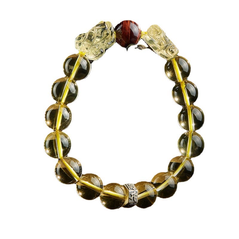 Buddha Stones Natural Citrine Double PiXiu Tiger Eye Prosperity Protection Bracelet - image 14