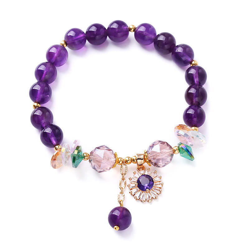 Buddha Stones Natural Amethyst Zircon Sun Healing Spiritual Charm Bracelet - image 4