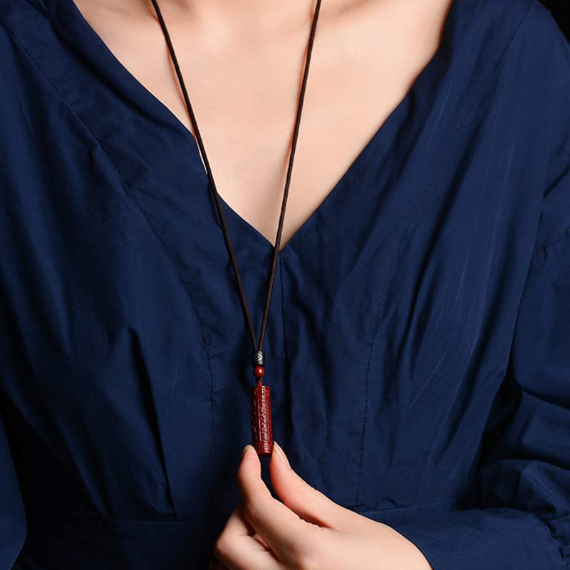 Buddha Stones Tibetan Cinnabar Mantra Concentration String Necklace - image 2