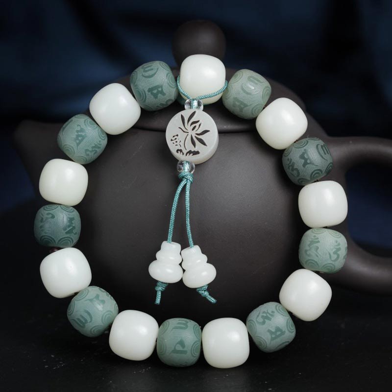 Buddha Stones White Bodhi Six True Words Protection Bracelet - image 4