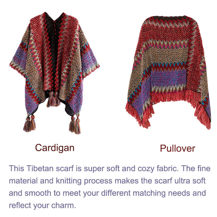 Buddha Stones Tibetan Shawl Warm Cloak Tibetan Tassel Scarf - image 20
