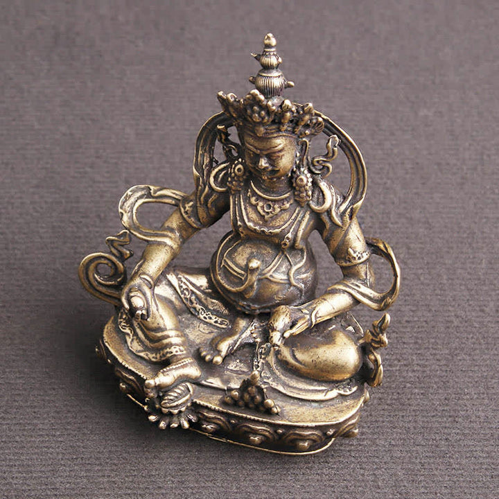 Buddha Stones Yellow Jambhala Bodhisattva Figurine Serenity Copper Statue Decoration - image 5