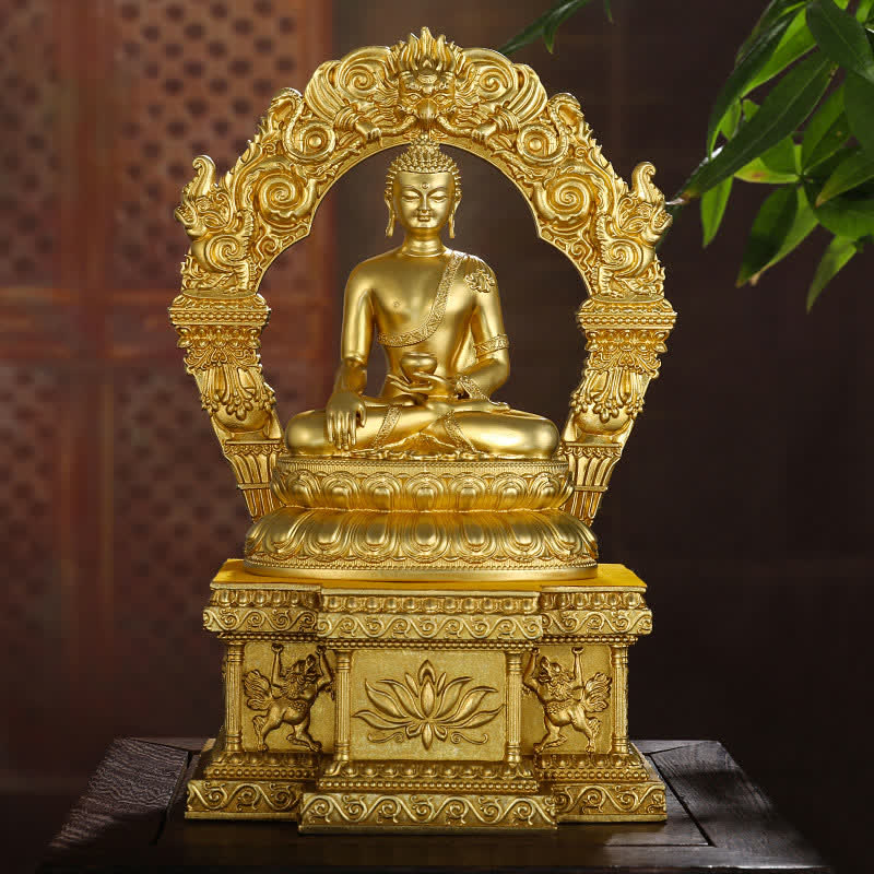 Buddha Stones Shakyamuni Amitabha Medicine Buddha Figurine Serenity Copper Statue Home Decoration - image 5