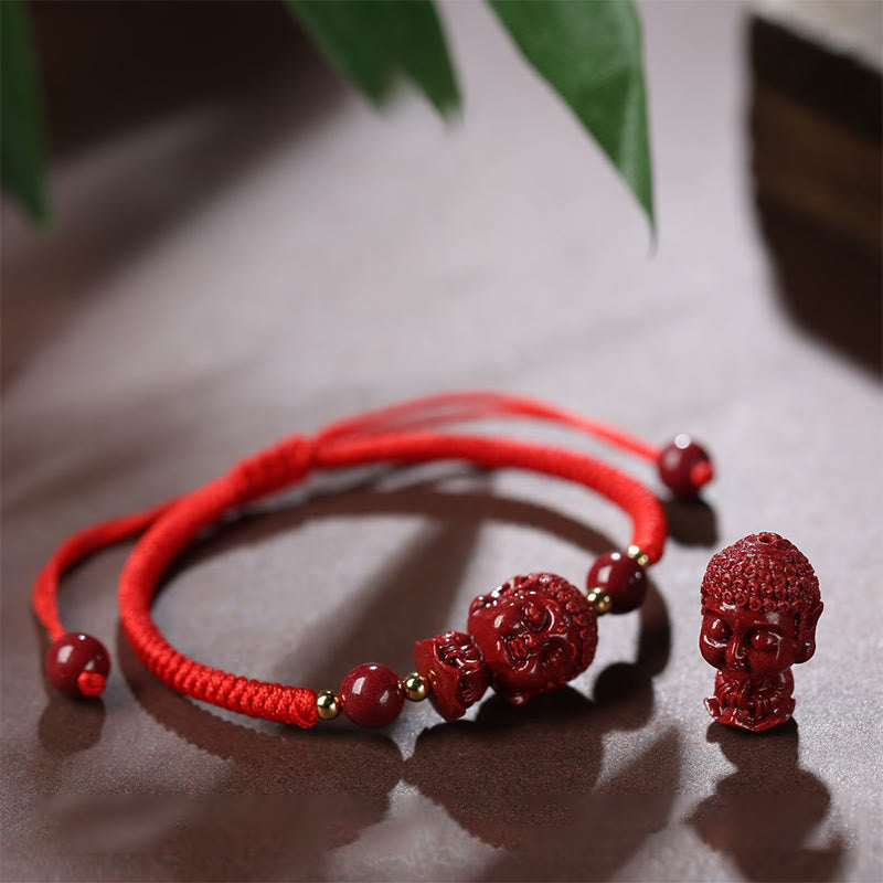 Buddha Stones Chinese Zodiac Natal Buddha Cinnabar Amulet Blessing String Bracelet - image 15