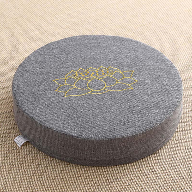 Buddha Stones Lotus Embroidery Cotton Linen Meditation Seat Cushion - Soft - 40cm*10cm - DimGray - image 5