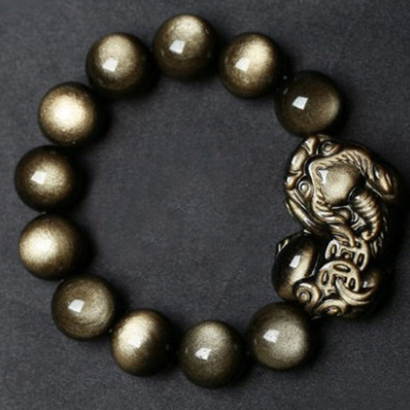 FengShui PiXiu Golden Obsidian Protection Bracelet - image 2