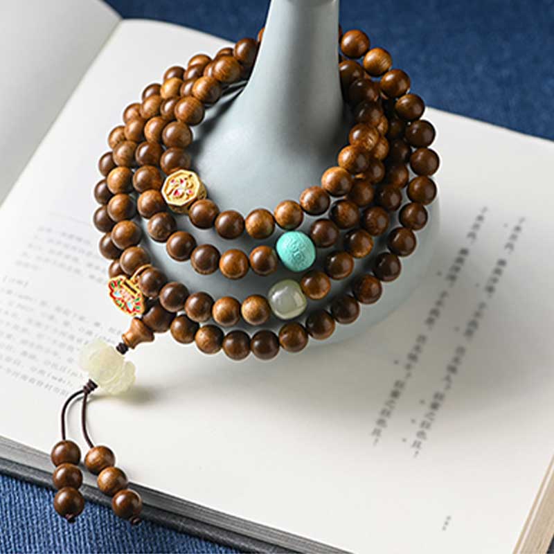 Buddha Stones Tibetan Rosewood Protection Calm Bracelet Mala - image 10