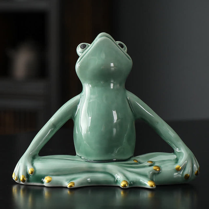 Buddha Stones Meditating Ceramic Zen Frog Statue Decoration - Meditation Frog - Green - image 4