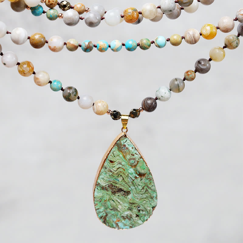 Buddha Stones Natural Ocean Picasso Jasper Beaded Healing Neckace - image 1